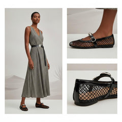 Tuhoomall Ballet Flats For Women, Casual Stylish Design, Perfect For Parties And Performances, Metal Buckle & Leather Lining, Comfortable Rubber Sole