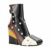 Tuhoomall Fashion Ankle Booties With Zip And Studs, Chunky Wedge Heel, Stylish For Parties And Casual Outings, All-Season Wear Tuhoomall