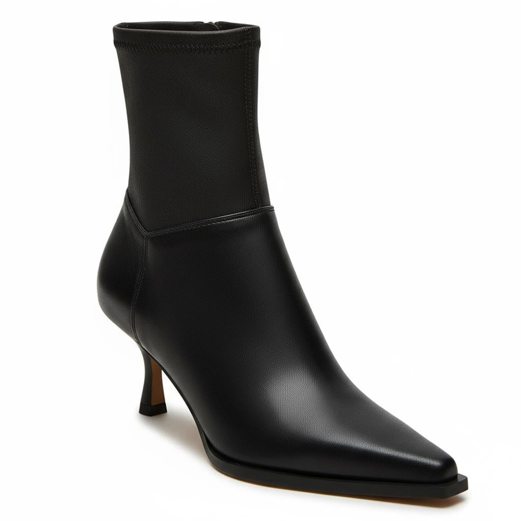 Tuhoomall Stylish Women's Ankle Boots, Comfortable Pointed Toe, Everyday Casual, Travel & Work, Zipper Closure, Elastic Sides, Durable Leather Tuhoomall