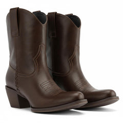 Tuhoomall Western Ankle Booties for Women, Slip-On Chunky Heels with Snip-Toe, Solid Color Design for Outdoor Fashion and Travel