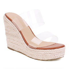 Tuhoomall Comfortable Platform Wedge Sandals for Women - 10.5cm Heel, Open-Toe Design, Fashionable Summer Style with PVC and Rubber Materials