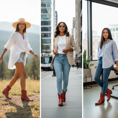 Tuhoomall Western Ankle Boots For Women, Low Heel 1.75 In, Embroidered Design, Casual Everyday Wear, All Seasons, Durable Rubber Sole