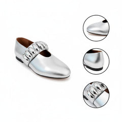 Tuhoomall Ballet Flats for Women, Round Toe, Adjustable Buckle, Casual Style, All-Day Comfort, Non-Slip Rubber Sole, Perfect for Parties and Performances