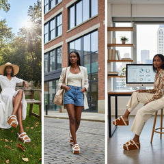 Tuhoomall Blue Faux Suede Fur-Lined Studs Double Buckle Strap Round Platform Cork Sandals Slippers