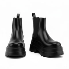 Tuhoomall Fashion Casual Waterproof Ankle Boots with Thick Sole, Round Toe, Easy Slip-On Design for Daily Office Wear