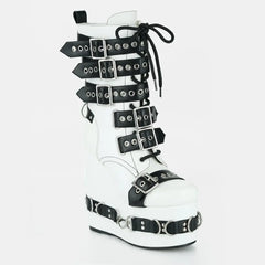 Tuhoomall Waterproof Ankle Boots for Women, Comfortable Wedge Heel, Stylish Rain & Snow Footwear with Adjustable Buckle and Zipper Closure, Perfect for Outdoor Activities Tuhoomall