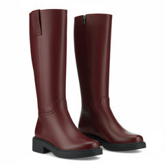 Tuhoomall Fashion Comfort Knee High Boots for Women - Low Heel Zipper Closure, Stylish for Office and Travel, Timeless Solid Color Design