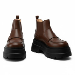 Tuhoomall Fashionable Women's Loafers Ankle Boots With 6cm Thick Sole For Everyday Use Stylish Waterproof Design In Solid Color