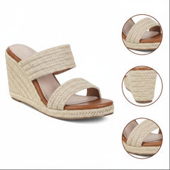 Tuhoomall Comfortable Platform Wedge Sandals for Women - 10.5cm Heel, Open-Toe Design, Fashionable Summer Style with PVC and Rubber Materials