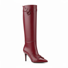 Tuhoomall Comfortable Knee-High Party Boots - Stylish Pointed Toe, Elegant High Stiletto Heel - Perfect for Casual Spring, Autumn, Winter Wear