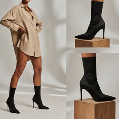 Tuhoomall Fashion Women's Ankle Boots, Stylish Pointed Toe Design, Chic High Stiletto Heels, All-Season Comfort, Easy Slip-On Closure