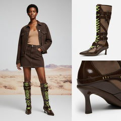 Tuhoomall Knee High Comfort Boots With Adjustable Buckles And Stylish Zippers For Dancing And Party Events