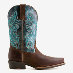 Tuhoomall Western Floral Embroidered Mid-Heel Cowboy Boots for Women, Stylish Casual Footwear for All Seasons