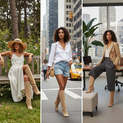 Tuhoomall Knee High Boots For Women, Slip-On Chunky Heel, Casual Style, Luxurious Synthetic Leather, Perfect For Spring, Autumn And Winter