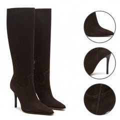 Tuhoomall Fashion Knee-High Boots for Women, Stylish Casual Wear with Chunky Heels and Zipper Detail, Versatile for Work and Everyday Use