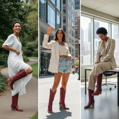 Tuhoomall Western Style Embroidered Mid Calf Boots for Women, Pointed Toe, Chunky Low Heel, Fashionable All-Season Footwear, Perfect for Parties