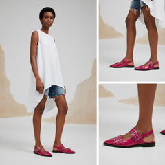 Tuhoomall Comfortable Low Heel Platform Shoes with Adjustable Metal Buckle for Casual and Office Use, Ideal for All-Season Wear