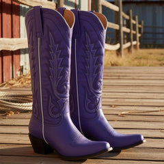 Tuhoomall Western Embroidered Mid-Calf Boots for Women, Comfortable Slip-On Chunky Heel, All-Season Fashion, Chic Design Tuhoomall