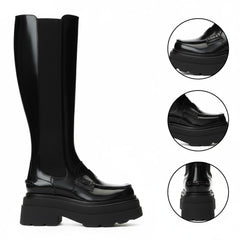 Tuhoomall Comfortable Chunky Heeled Ankle Boots With Elastic Sides For Casual, Work, Party And Everyday Wear