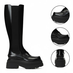 Tuhoomall Comfortable Chunky Heeled Ankle Boots With Elastic Sides For Casual, Work, Party And Everyday Wear Tuhoomall