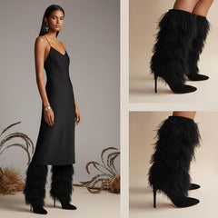 Tuhoomall Faux Suede Womens Fashion Booties With 4 Inch Heels, Zip Closure, Pointed Toe, Perfect For Parties And Performances