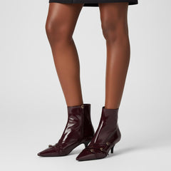 Tuhoomall Fashion Ankle Boots for Women, Comfortable Pointed Toe, Cat Heel with Hardware Buckles, Ideal for Parties and Daily Wear, Casual All-Season Style