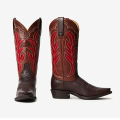 Tuhoomall Comfortable Western Boots for Women's Outdoor Travel - Floral Embroidered Design with Mid-Calf Height and Rubber Sole