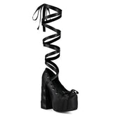 Tuhoomall Waterproof Platform High Heel Sandals with Round Closed Toe for Performances and Evening Events, 17cm Stiletto Heel, Spring Summer Style Tuhoomall