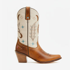 Tuhoomall Western Cowboy Boots for Women - Floral Embroidery, Chunky Heels, Stylish Casual Wear, All-Season Comfort Tuhoomall