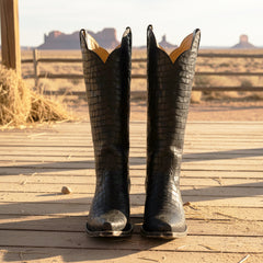 Tuhoomall Western Style Women's Boots, Fashionable Casual Mid-Calf Cowboy Boots, Solid Color with Stone Pattern, Comfortable Chunky Heel for All Seasons Tuhoomall