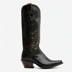 Tuhoomall Western Style Snake Print Mid-Calf Boots for Women - Slip-On Chunky Heels for Casual and Work Wear Tuhoomall