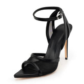 Tuhoomall High Heels Peep Toe Sandals with Ankle Strap for Party, Summer Fashion, Elegant Design, 4.5 Inch Stiletto, Comfortable PU Upper Tuhoomall
