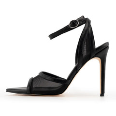 Tuhoomall High Heels Peep Toe Sandals with Ankle Strap for Party, Summer Fashion, Elegant Design, 4.5 Inch Stiletto, Comfortable PU Upper Tuhoomall