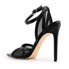 Tuhoomall High Heels Peep Toe Sandals with Ankle Strap for Party, Summer Fashion, Elegant Design, 4.5 Inch Stiletto, Comfortable PU Upper