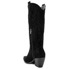 Tuhoomall Western Knee-High Boots For Women With Embroidery And Zipper, Chunky Heel For Travel, Outdoor, Fashion Casual, Party And Dance