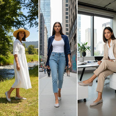 Tuhoomall Comfortable Slip-On Flats for Women - Suede and Denim Upper with Rhinestone Details - Perfect for Fashion Casual, Work, and Parties - Spring/Summer Wear