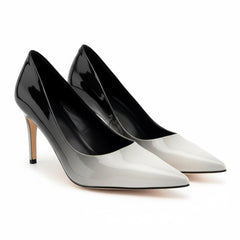 Tuhoomall Stylish High Heels for Parties and Dances, Gradient Design, Pointed Toe, 8cm Stiletto Heels, Slip-On, Rubber Sole, Synthetic Leather Lining