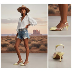 Tuhoomall High Heeled Sandals For Women, Fashion Pointed Toe Design, Mid Heel, Heart Pattern, Perfect For Stylish Outings, Comfortable Rubber Sole