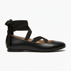 Tuhoomall Ballet Flat Shoes For Parties And Performances, Comfortable Round-Toe Design With Satin Finish And Cross Straps