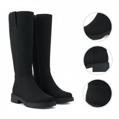 Tuhoomall Fashion Comfort Knee High Boots for Women - Low Heel Zipper Closure, Stylish for Office and Travel, Timeless Solid Color Design