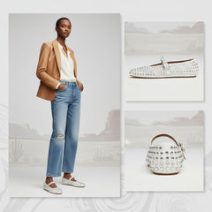 Tuhoomall Comfortable Flat Shoes with Studded Design for Party, Performance, and Casual Wear – Adjustable Straps, Rubber Sole, Round Toe