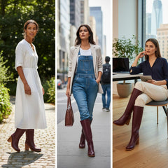 Tuhoomall Comfortable Fashion Ankle Boots for Casual, Office, and Daily Wear - Chunky Heel, Square Toe, Solid Color, All-Leather, Perfect for All Seasons