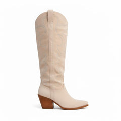 Tuhoomall Western Mid Calf Boots With Floral Embroidery And Rhinestones, Casual Style For Parties And Travel, Comfortable Rubber Sole, Chunky Heel 3.00 in