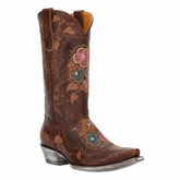 Tuhoomall Western Cowgirl Boots for Women, Floral Embroidered Slip-On Mid Calf Boot, Chunky Heel for Comfort, Stylish for Casual and Outdoor Events Tuhoomall