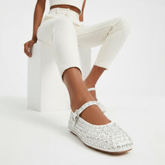 Tuhoomall Comfortable Flat Shoes with Studded Design for Party, Performance, and Casual Wear – Adjustable Straps, Rubber Sole, Round Toe