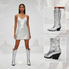 Tuhoomall Western Chunky Heels Ankle Boots with Rhinestones, Vegan Leather, 3-Inch Heel for Casual Performance and Runway Styles