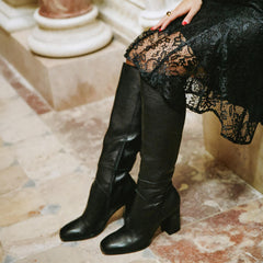 Tuhoomall Fashion Boots with Zipper Closure, Square Toe, Chunky Heel for Party, Office, Casual Wear - All Season Comfortable Style