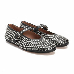 Tuhoomall Comfortable Flat Shoes with Studded Design for Party, Performance, and Casual Wear – Adjustable Straps, Rubber Sole, Round Toe Tuhoomall