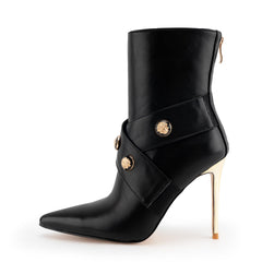 Tuhoomall Ankle Boots, Pointed Toe, Zipper Closure, Stylish High Heels for Weddings, Business Events, and Formal Occasions