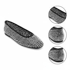 Tuhoomall Comfortable Slip-On Flats for Women - Suede and Denim Upper with Rhinestone Details - Perfect for Fashion Casual, Work, and Parties - Spring/Summer Wear